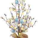 RoseCraft Easter Decorations, Artificial 18 Inch Easter Egg Tree Tabletop Decor with Delicate Ornaments, for Home Party Wedding Holiday Spring Summer Decoration, Purple/Blue.