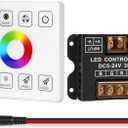 HOUHUI RF Touch Panel RGB LED Controller Kit, RGB LED Strip Lights Controller with RF Wireless Remote, Dimmable Wall-Mounted Touch Panel Controller for 5V 12V 24V 4-PIN 5050 2835 3535 Light Strips COB