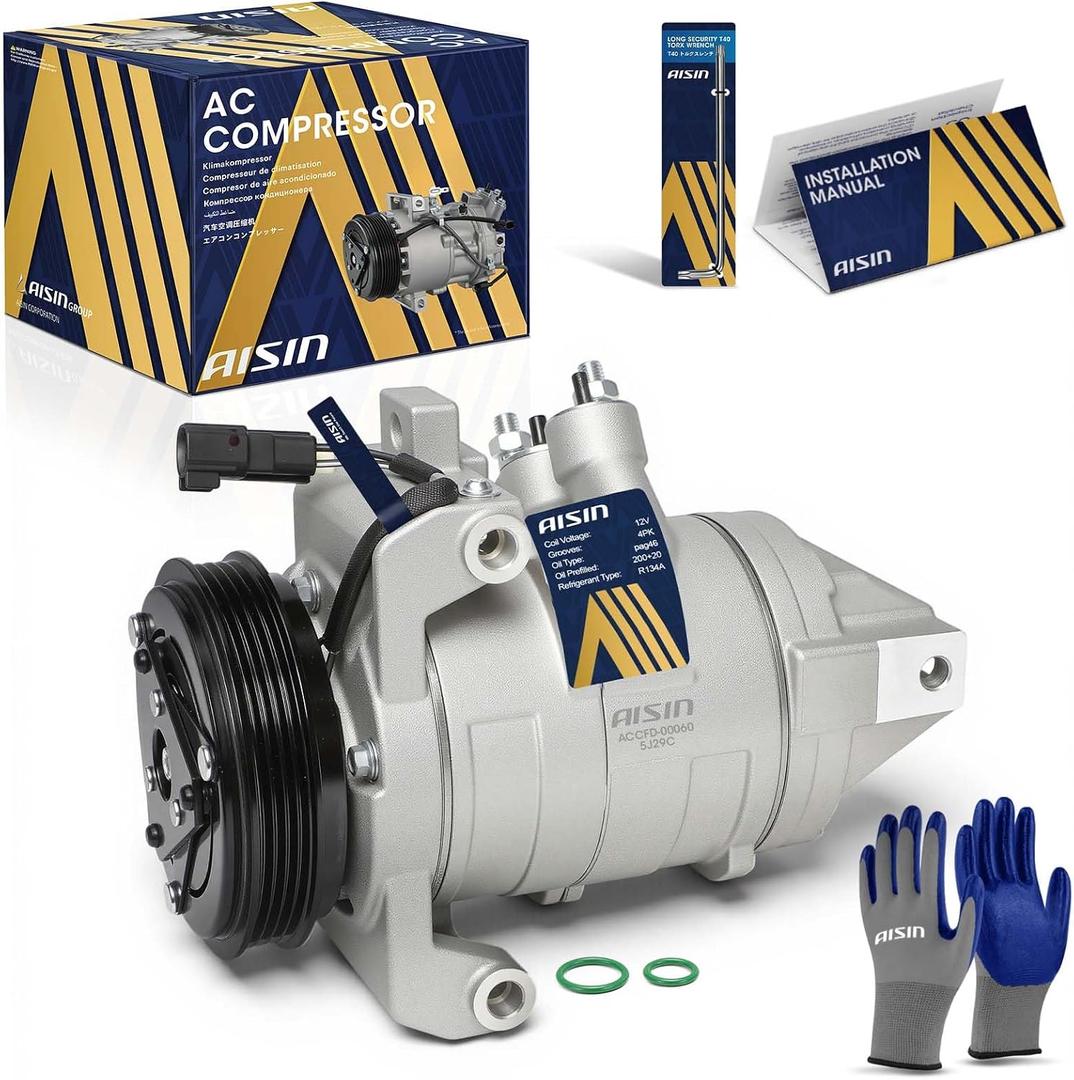 AISIN AFTERMARKET ACCFD-00060 Air Conditioner AC Compressor - Compatible with Ford F-150 2011-2014, Transit-150 250 350 HD 2015-2019, Expedition Lincoln Navigator 2015-2017 - 3.5L 3.7L