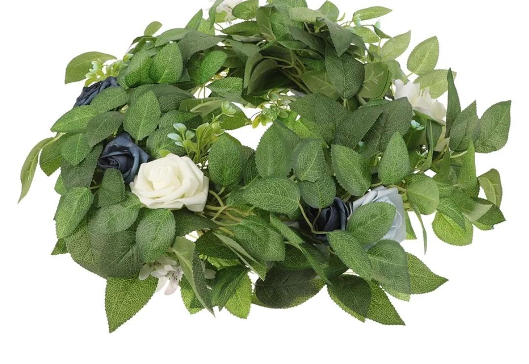 CHILDWEET Artificial Flower Garland Rose Vine with Blue Faux Roses Hanging Wedding Floral Vines Garland for Outdoor Party Table Decor and Anniversary Celebration