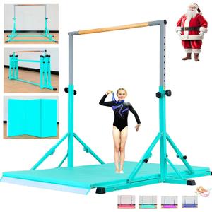 MARFULA Foldable Gymnastic Bar with Mat for Kids Ages 3-20, 350 lbs Weight Capacity, Gymnastic Kip Bar Horizontal Bar for Gymnast, Gymnastic Training Equipment for Home and Gymnastic Center Use