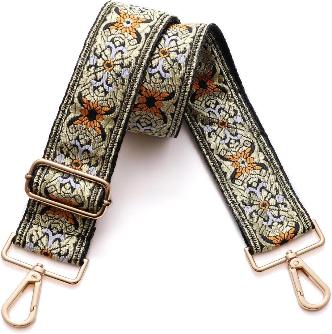 S-Jacorry Purse Strap Replacement Crossbody Wide Shoulder Strap Adjustable Canvas Straps Handbag Strap Replacement Belts (Gold Buckel-931)
