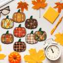 SWEKKE Pumpkin Diamond Paintings Kits with Holder,8Pcs DIY Fall Autumn Leopard Print Plaid Diamond Art Kits,Full Coasters Diamond Painting Kits Beginners Art Craft Supplies for Adults (Style2)