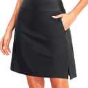 Pinup Fashion High Waisted Swim Skirts - Women's Tummy Control Swimsuits Bathing Suit Bottoms with Pockets (Black)