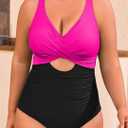 Eomenie Women Swimsuit Pink-Black XL
