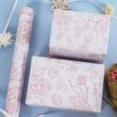 Pink Floral Wrapping Paper Roll 17 in x 32 ft Mini Roll Vintage Toile Flower Gift Wrap Paper for Girls Women Mother All Occasion Wedding Birthday Bridal Shower Party Baby Shower Valentine's Day