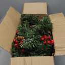 Pre-lit 9ft Christmas Garland with Red Berries and Pine Cones and 50 Battery Operated Soft White LED Lights with Timer, Artificial Holiday Decoration Door Outdoor (Red)