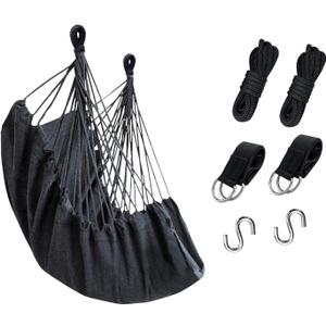 KPX Ourdoor Hanging Hammock Chair Comfortable Tree Swing Chair Large Size 110X130cmWithout Pillows - 330 Lbs Weight Capacity (Dark Gray)