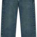 Boys' Loose Straight Fit Jeans (Blue, M)