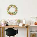 RoseCraft Easter Wreaths for Front Door,15.7 Inch Artificial Easter Colorful Egg Wreath Decorations, for Spring Summer Home Wedding Holiday Party Decor.