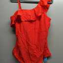 Yonique Womens One Shoulder Tankini Swim Tops Ruffle Bathing Suit Tops No Bottoms (X-Large, Red)