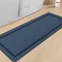chakme Bathroom Mat Rugs Runner 47x17, Ultra Thin Magic Mat Bath Rug Non Slip Bath Rugs Quick Dry Absorbent Bath Mats for Bathroom Floor, (Navy Blue, 47"x17")