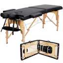 Massage Table Portable Lash Beds Spa Bed Massage Couch Foldable Spa Tables Adjustable 2 Fold with Non-Woven Bag 24 inch, Black