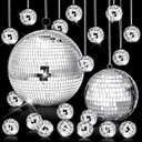 17 Pcs Disco Ball Decor: Mini Large Assorted Size Hanging Mirror Disco Ball Sets - Silver Party Ornaments for Stage Club Prom Props 70s Weddings Dance Music Birthday(8, 6, 1.2 Inch)