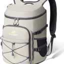 N NEVO RHINO Backpack Cooler, 36 Cans, Light Gray, Nylon, Insulated, Waterproof, Leakproof, Large Capacity, Multiple Pockets, 1.85 lbs
