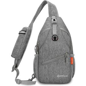 ZOMAKE Sling Bag,Small Crossbody Sling Backpack,Water Resistant Shoulder Daypack for Travel,Anti Thief Chest Bag for Hiking(Gray-Black)