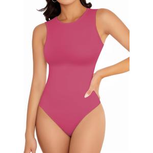 YOGINGO Women's Crew Neck Sleeveless Bodysuits Racerback Halter Tank Top Body Suits for Womens Sexy Going Out Leotards (Medium)