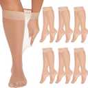 MANZI 6 Pairs Plus Size Knee Highs for Women 15 Denier Sheer Nylon Socks Knee High Stockings (3X-Large-4X-Large, Natural)