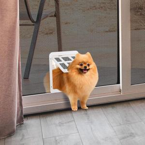 Enjoying Pet Screen Dog Door 8.2/ inchx 9.6/inch Cat Door with Magnetic Flap Lockable Dog Doors for Existing Screen/Sliding Door, Window and Porch - White (8.2"W x 9.6"H)