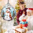 2 x Snowman Christmas Ornament, Jocidea Stained Glass Ornaments for Christmas Tree, Christmas Tree Decorations, Snowman Lovers Gifts, Holiday Decor and Xmas Gifts Ideas