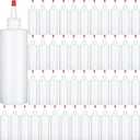 Jinei 60 Pack 8 oz Plastic Squeeze Bottles Clear Condiment Squeeze Bottles with Red Tip Cap Kitchen Empty Squirt Container Leak Proof for Arts Crafts