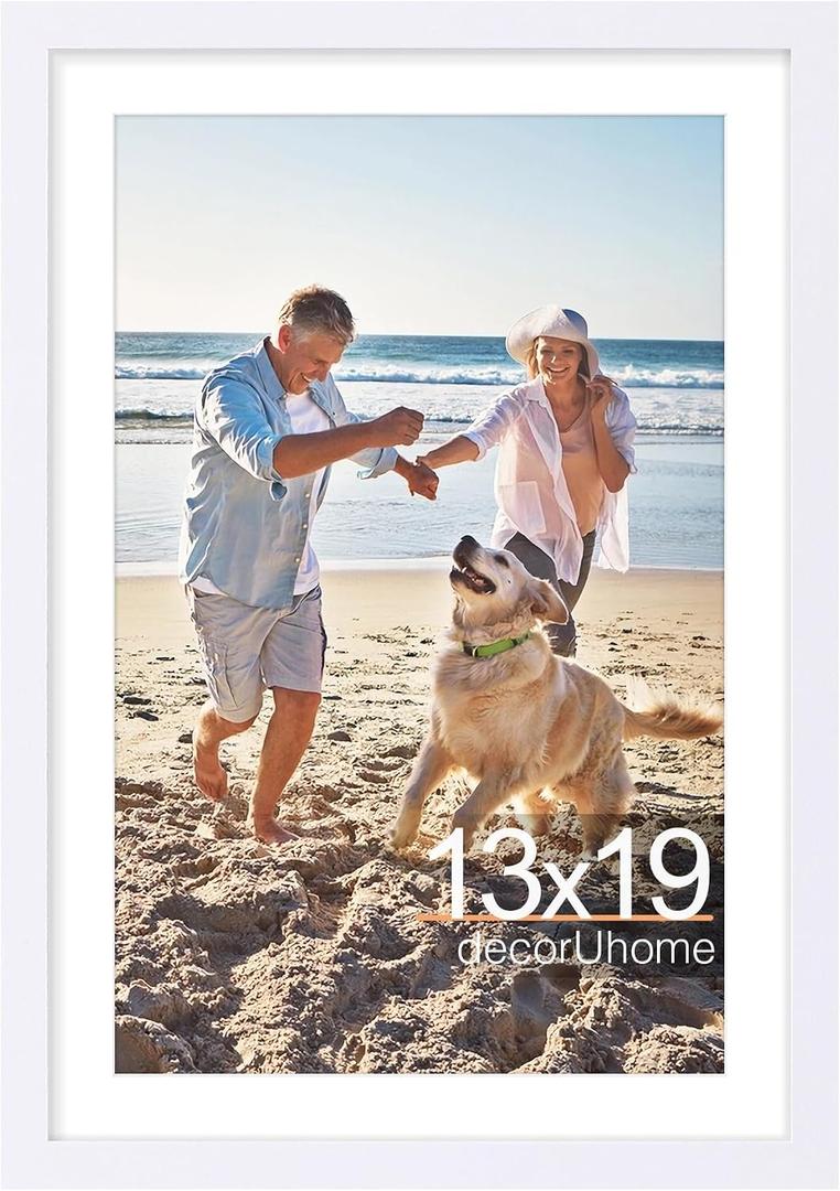 decorUhome 13x19 Picture Frame, Fits 11x17 Photos with Mat, White
