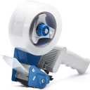 Pacific Mailer 2 Inch Tape Gun Dispenser with 2 Inch Carton Packing Tape, Lightweight Industrial Side Loading Tape Dispenser - Blue