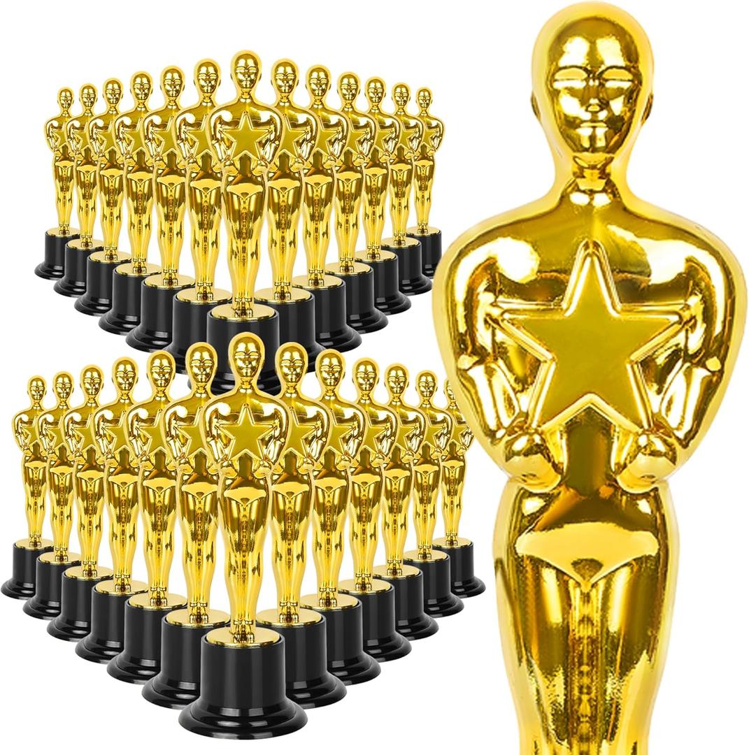 Plastic Gold Star Award Trophies 24 Pack 6 Inch Tall Golden Statue Award for Party Decorations, Party Favors, School Award, Game Prize, Party Prize and Appreciation Gifts