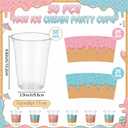 Qinyoung 50 Set Ice Cream Party Cups, 16 oz Plastic Ice Cream Disposable Cups with Sleeves Bulk, Sprinkle Summer Birthday Party Decorations Cold Drinking Favors for Iced Coffee, Smoothie, Milkshake, 4.8 x 3.86 inches