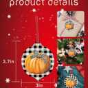 Christmas Hanging Ornaments, Thanksgiving Pumpkin Bow Black White Buffalo Check Plaid Autumn Fall Acrylic Christmas Hanging Decorations for Tree, Gift Box, Home Decor, Parties, 8 Pcs-3.7x3 Inch