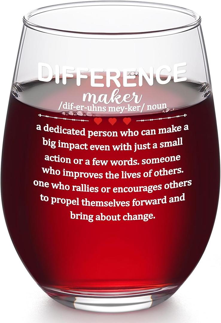 Futtumy Difference Maker Stemless Glass, Thank You for Boss Lady, Coworker Leaving Gift for Women, Employee Appreciation for Christmas Bosses Day Birthday, 17oz