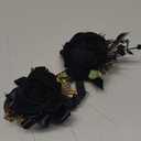 2Pcs Corsage and Boutonniere Set Rose Wrist Corsage Wristlet Band for Wedding Flowers Prom Party Homecoming Decoration (Black)