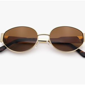 SA106 Womens Classic Retro Dad Fashion Oval Round Metal Rim Sunglasses