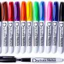 Volcanics Dry Erase Markers Low Odor Fine Whiteboard Markers Thin Box of 12, 10 Colors