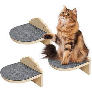 3 Pcs Cat Steps for Wall, 7.5"7.5" Wooden Cloud-Shaped Climbing Ladder Stairs & Wall Mounted Cat Shelves with Felt Pads, Suitable for Indoor Kittens and Adult Felines