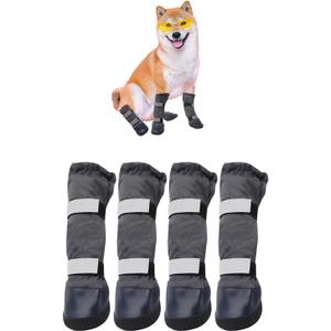 & Dog Rain Boots with Waterproof Material , Dog Winter Boots Keeps Your Pet Warm, Reflective Straps and Anti-Slip Sole, Dog Snow Boots for Snowy Day( 4PCS/Set ) (S(Insole width: 2.0''))