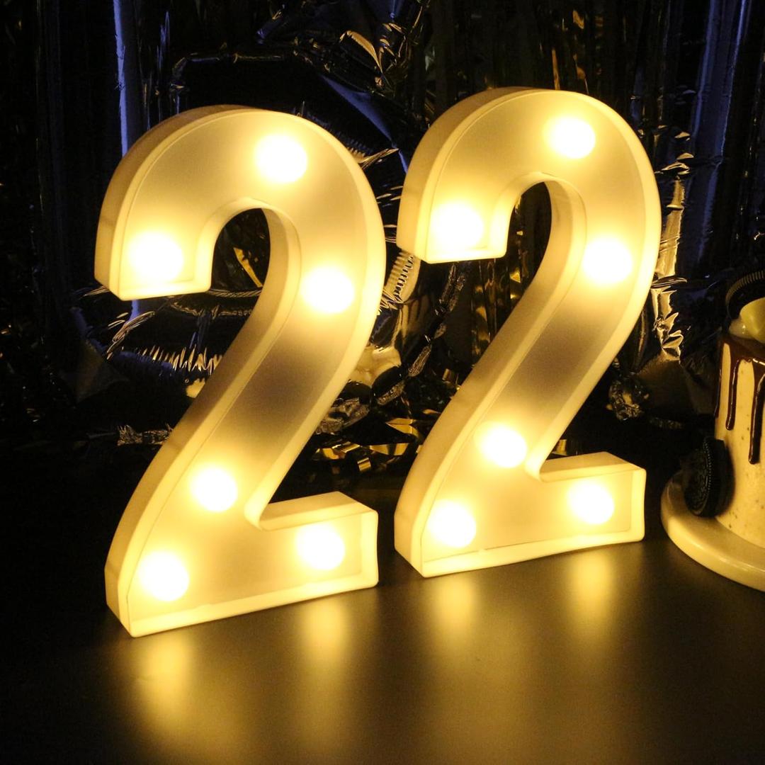 22nd Birthday Decorations for Women, 22 Party Decor for Men, Light Up Numbers 22 Centerpieces Table Sign, 22 Birthday Gifts for Her & Him