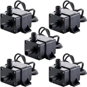 5-Pack 12V Brushless Water Pump 240L/H 3M Lift, 4.2W Ultra-Quiet Submersible Pump for Aquariums/Fish Tanks/Swimming Pools (DC 12V, 240 Liters/Hour)