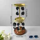 Ysenchan 360 Rotating Sunglass Organizer Gold Glasses Holder with Wooden Tray Base, Eyeglass & Sunglasses Organizer for Desk, Dresser, Tabletop, and Home Decor