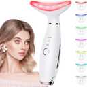 Dopsikn 7 Color Galvanic Machines  Red Light Therapy for Face and Neck, Face Massager Tool for Wrinkles, Double Chin, Vibrating Facial Massager with Thermals, White