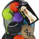 Squeaky Tennis Balls for Dogs - 12 Pack 2.5'' Durable Non-Toxic Outdoor Dog Toys Balls with Mesh Bag, SGS Certified, Colorful Fetch Toys, Medium Large Breeds (Squeaky - 6 Colors)