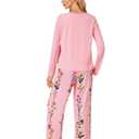 LYANER Women's Pajama Sets Long Sleeve Top and Floral Pants Pjs 2 Piece Sleepwear with Pockets Pink Large