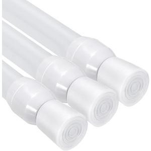 3 Pack Spring Tension Curtain Rods White Ajustable 41-71inchs, 0.6inch Diameter, Extension Spring Closet Rods for Bathroom, Windows, Wardrobe, Shoe Cabinet, Kitchen Cupboard (WHITE)