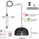 HuisMier Rattan Hanging Lamp Plug in Pendant Light, 15 Ft Hanging lamp with Wicker Woven Basket Lampshade, Dimmable Boho Hanging Lamp for Dining Room Living Room Bedroom, Black
