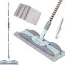 2-in-1 Microfiber Mop for Wet & Dry Use, 15-Inch with 4 Washable Pads, Adjustable Handle for Effortless Deep Cleaning and Floor Protection