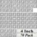 4 Inch Alphabet Letter Stencils for Painting - 70 Pack Letter and Number Stencil Templates with Signs for Painting on Wood, Reusable Numbers and Letters Stencils for Chalkboard Wood Signs & Wall Art
