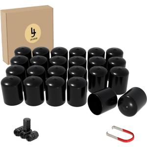 Lug Nut Covers- 24PCS 19mm Inner Flexible Fit Anti-Skid Treatment Wheel Lug Nut Cap with Removal Clip and 4 Tire Valve Stem Caps (Black) Lug Nut Covers- 24PCS 19mm Inner Flexible Fit Anti-Skid Treatment Wheel Lug Nut Cap with Removal Clip and 4 Tire Valve Stem Caps (Black)