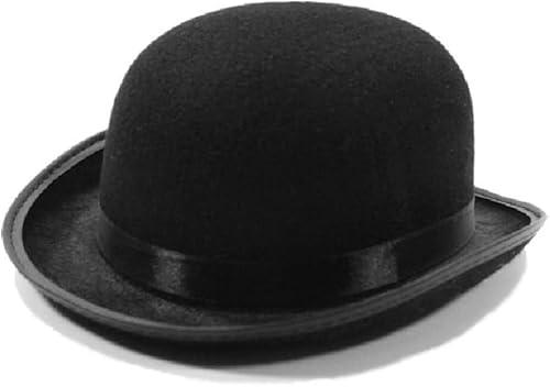 COLLECT PRESENT Classic Black Derby Hat for Adult – Vintage Bowler Hat for Costume Parties, Theater, Dress-Up, Halloween, Cosplay, and Formal Events
