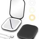 Gospire Lighted Compact Mirror with Light and Magnification 1X/3X, Stepless Dimming and Three-Color Adjustable Lights, Rechargeable Battery and Small Mirror for Purse and Travel - Black