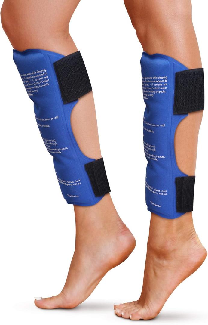 Shin Splint Ice Packs, HSA and FSA Eligible Reusable Hot and Cold Therapy Wrap | Leg or Calf Pain Relief | Advanced Soft Gel Technology | Freezable and Microwavable | Running Injuries & Recovery 8.2x8.6